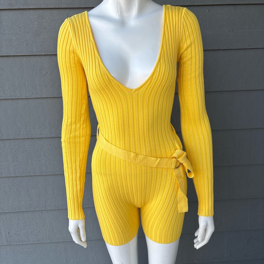 Hera Collection Yellow Ribbed Jumpsuit